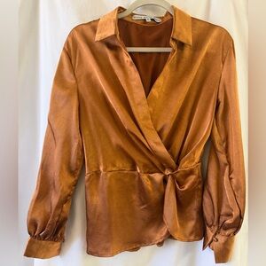 HYFVE Satin Wrap Top in Copper Women’s Small